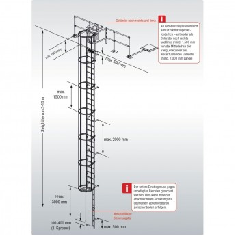Стационарная лестница для зданий KRAUSE STABILO, алюминий, 4,76 м