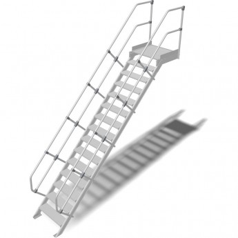 Трап с платформой стационарный KRAUSE 15 ступеней, ширина 600 мм 60°