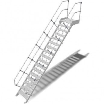 Трап с платформой стационарный KRAUSE 17 ступеней, ширина 1000 мм 60°