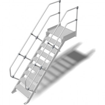 Трап с платформой стационарный KRAUSE 9 ступеней, ширина 600 мм 45°